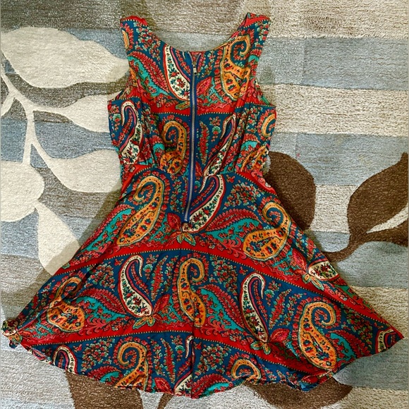 Free People Sleeveless Dancing Pretty Paisley A-line Mini Skater Dress - Picture 6 of 8